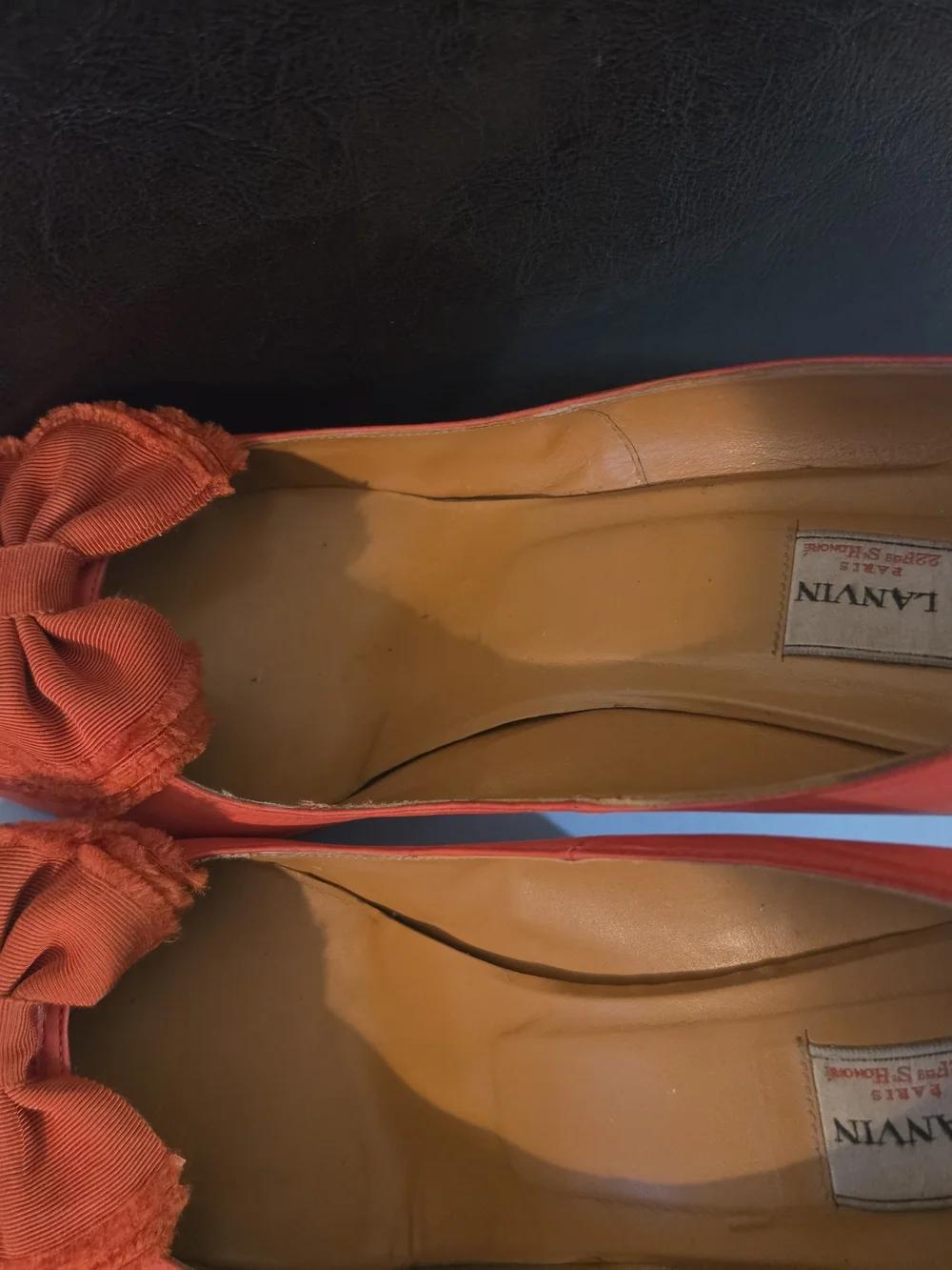 LANVIN Red/Orange  Wedge Espadrille Heels with Rosette Detail - Women